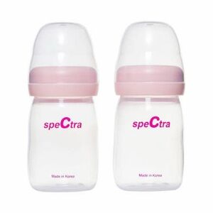 Spectra Wide Mouth Plastic Baby Bottles Clear Pink Set of 2